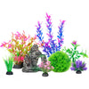 Ameliade Aquarium Decorations Fish Tank Artificial Plastic Plants & Cave Rock Decor Set, Goldfish Betta Fish Tank Accessories Small & Large Fish Bowl Decorations ?8PCS