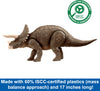 Mattel Jurassic World Dinosaur Toy, Habitat Defender Triceratops Action Figure Made from 60 Per Cent ISCC Certified Plastic