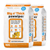 Petkin Big N' Thick Paw Wipes for Dogs, 200 Large Wipes - Clean Dirty Paws After Walks, with Paw Balm Protectant - Keep Floors and Furniture Clean - Ideal for Home or Travel - 2 Packs of 100 Wipes