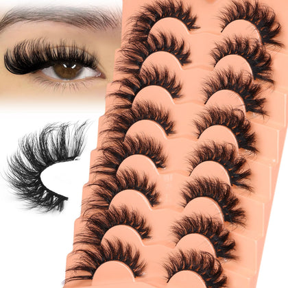 Mink Lashes Cat Eye Lashes Fluffy Fox Eye False Eyelashes Lashes Natural 6D D Curl Volume Fake Eyelashes Soft Handmade Lashes that Look Like Extensions Lashes Pack