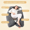 WhatsBedding Pregnancy Pillows,U-Shaped Pregnancy Pillows for Sleeping,Memory Foam Filling Full Body Pillow for Adults,Maternity Pillow with Dutch Velvet Cover (Dark Grey)