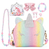 7Pcs Unicorn Purse Set with Jewelry for Girls - Birthday Gifts and Pretend Play Accessories