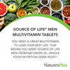 NaturesPlus Source of Life Men Multivitamin - 60 Vegetarian Tablets - Whole Food Supplement - Natural Energy Production & Overall Wellbeing for Men - Gluten-Free - 30 Servings