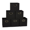 Household Essentials 80-1 Foldable Fabric Storage Bins | Set of 6 Cubby Cubes With Handles | Black