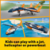 LEGO Creator 3 in 1 Supersonic Jet Plane Toy Set, Transforms from Plane to Helicopter to Speed Boat Toy, Buildable Vehicle Models for Kids, Boys and Girls 7 Plus Years Old, 31126