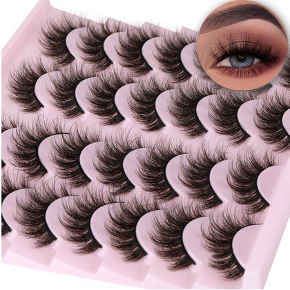 14 Pairs Wispy Mink Lashes Fluffy Eye Lashes Natural Look 5D Volume 16mm Fake Eyelashes Pack by TNFVLONEINS