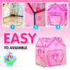 PLAY 10 Princess Castle Kids Pink Play Tent Foldable Pretend Playhouse for Girls Indoor & Outdoor Fun,Easy to Folding Back,37 * 28 * 40inch,Big Enough for 2-3 Little Kids Play Together