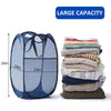 Mesh Pop Up Laundry Hamper with Durable Handles - Portable Collapsible Clothes Baskets for Dorm, Bathroom & Travel (Blue)