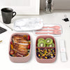 Bentgo Classic - All-in-One Stackable Bento Lunch Box - Modern Style and Design Includes 2 Containers, Built-in Plastic Utensil Set, and Nylon Sealing Strap (Blush Marble)