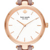 Kate Spade New York Women's Holland Quartz Metal and Leather Three-Hand Watch, Color: Rose Gold Glitter (Model: KSW9042)