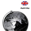 Exerz World Globe Black Dia 5.5-inch - Mini Educational Globe of Earth - Metal Base - Metallic Black