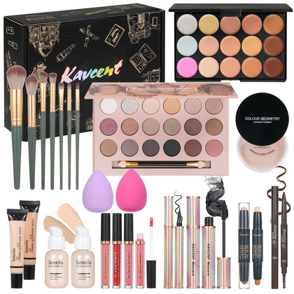 Makeup Kit for Teens - Eyeshadow, Lipgloss, Foundation, Makeup Brushes and Powder