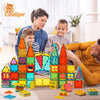 CuteTiger Magnetic Tiles, Magnet Tiles, 100 Pcs Magnetic Building Blocks No Cars, Square Building Castle, Preschool Toys, STEM Stacking Construction Montessori Toys for Kids