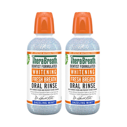 TheraBreath Whitening Mouthwash, Dazzling Mint, Dentist Formulated, 16 Fl Oz (2-Pack)