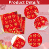 96 Pcs Valentine's Day Party Supplies Paper Plates Napkins Valentine's Day Party Red and Gold Dinner Dessert Tableware Set Decorations Favors for Wedding, Engagements, Anniversary Serves 24