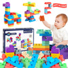 ROHSCE Baby Soft Blocks Set, Big Building Block Toys, Soft Rubber Blocks for Babies 6 Months and Up STEM Educational Toddler Gifts, Baby Soft Blocks Sensory Stacking Toys, 80PCS