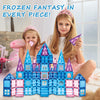 Frozen Magnetic Tiles 110 PCS, Princess Castle Magnetic Blocks, Frozen Toys for Girls, 3 4 5 6 7 8 Year Old Girl Birthday Gift Ideas, Magnetic Building Blocks + Zippered Carrying Case + 2 Dolls Gift