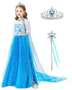 Elsa Princess Dress for Girls, Frozen Princess costume for Kids Snow Party Queen,Birthday Party Dress Up with Accessories (Blue, 3T-4T(110))