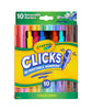 Crayola Clicks Washable Markers with Retractable Tips, School Supplies, Art Markers, 10 Count.