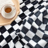 LOMAO Throw Blankets Flannel Blanket with Checkerboard Grid Pattern Soft Throw Blanket for Couch, Bed, Sofa Luxurious Warm and Cozy for All Seasons (Black, 51