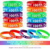 WILLBOND 100th Day of School Silicone Bracelets Wristbands Rubber Bracelets Happy 100th Day of School Rubber Bracelets for School Party Supplies Decoration (25 Pieces)