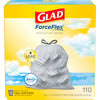 Glad ForceFlex Tall Kitchen Drawstring Trash Bags, 13 Gal, Fresh Clean Scent with Febreze, 110 Ct