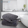 TENSTARS Silk Hemming Bath Towels for Bathroom Clearance - 27 x 55 inches - Light Thin Quick Drying - Soft Microfiber Absorbent Towel for Fitness, Sports, Yoga, Travel, Gym - 2 Pack, Dark Grey