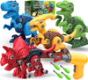 Dinosaur Toys for 3, 4, 5, 6, 7 Year Old Boys, Take Apart Toys with Electric Drill for Kids, STEM Educational Construction Building Toys, Ideal Xmas Birthday Gift, Incl Tyrannosaurus Rex Triceratop