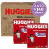 Huggies Size 4 Diapers, Little Movers Baby Diapers, Size 4 (22-37 lbs), 140 Ct (2 Packs of 70), Packaging May Vary