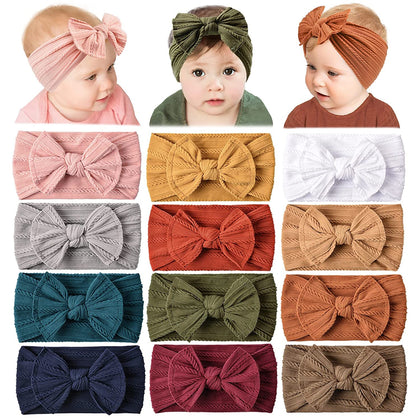 Prohouse 12 Pack Baby Nylon Headbands Hairbands Hair Bow Elastics Handmade Hair Accessories for Baby Girls Newborn Infant Toddlers Kids(Terracotta)