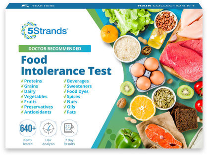 5Strands Food Intolerance Test, 640 Items Tested, Food Sensitivity at Home Test Kit, Accurate Hair Analysis, Health Results in 5-7 Days, Gluten, Soy, Dairy, Protein