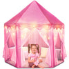 FoxPrint Castle Princess Tents for Little Girls with Lights, Soft Fairy Star Lighting for Indoor and Outdoor Play, Quick 55 x 53 Pop Up Canopy, Relaxation and Creative Space for Kids, Pink