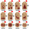 LOKIPA 120 Pieces Christmas Kraft Paper Gift Tags Hang Labels with Red and Black Plaid Snowflake Christmas Tree Elk Patterns and 230 Feet Twine Rope for Christmas