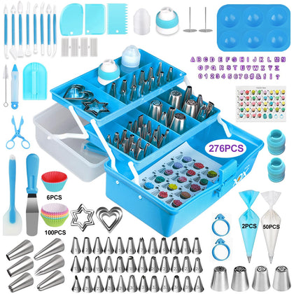 Cake Decorating Kit 276Pcs PHCODLAN Baking Supplies with Storage Case Piping Bags and Icing Tips Set Cake Decorating Supplies for Beginners or Professional