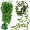 HERCOCCI Reptile Vines, Flexible Jungle Climbing Vines Terrarium Plastic Plants and Leaves Tank Accessories Decor for Gecko Snake Lizard Bearded Dragon Hermit Crab Frog