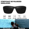 STORYCOAST Polarized Sports Sunglasses for Men Women Unbreakable Frame Cycling Fishing Driving Black+Blue Mirror 2Pack