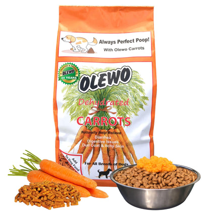 Olewo Original Carrots for Dogs - Fiber for Dogs Keep Poop Firm, Digestive Dog Food Topper, Skin & Coat Support, Dehydrated Whole Food Dog Multivitamin, Gut Health for Dogs, 1 lb