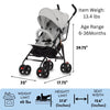 Dream On Me Vista Moonwalk Baby Stroller in Light Gray, Lightweight Infant Stroller with Compact Fold, Multi-Position Recline Umbrella Stroller with Canopy, Extra Large Storage and Cup Holder