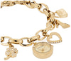 Anne Klein Women's Premium Crystal Accented Gold-Tone Charm Bracelet Watch, 10/7604CHRM