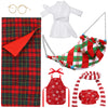 8 Pcs Christmas Elf Doll Accessories Set with Christmas Sleeping Bag, Bathrobe, Apron and Chef Hat, Scarf, Glasses, Christmas Elf Hammock Xmas Accessory for Doll Decorations (Cute Style)