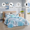 Tritard 3 Piece Coastal Quilt Sets Full/Queen Size - Reversible Microfiber Quilts with 2 Shams Soft Lightweight Beach Bedding Nautical Bedspread Coverlet Summer Comforter Set for All Season, 90''x96''