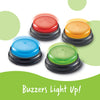 Learning Resources Lights and Sounds Buzzers,Set of 4, Ages 3+, Game Show and Classroom Buzzers, Family Game Night, Game Show Buzzers, Classroom Accessories