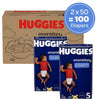 Huggies Overnites Size 5 Overnight Diapers (27+ lbs), 100 Ct (2 Packs of 50), Packaging May Vary