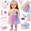 UNICORN ELEMENT 15 Pcs 18 Inch Girl Doll Accessories Clothes Makeup Set - Doll Dress with Makeup Stuff for My Our Life Journey Generation Girl Doll Clothes and Accessories(Doll not Included)