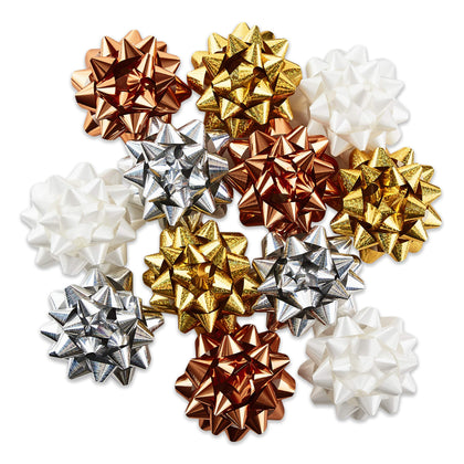 Hallmark Holiday Gift Bow Assortment (12) Gold, Silver, Bronze, White for Christmas, Hanukkah, Birthdays, Weddings, Bridal Showers