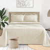 SUPERIOR Jacquard Matelasse Fleur De Lis 100% Cotton Medallion 3-Piece Bedspread Set - King, Ivory