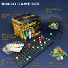 Queensell Deluxe Bingo Game Set - Metal Cage with Calling Board, Bingo Cards, 150 Bingo Chips, 75 Bingo Balls, Family Board Games for Kids and Adults, Juegos de Mesa