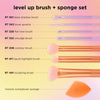 Real Techniques Level Up Brush And Sponge Kit, Makeup Brushes For Eyeshadow, Foundation, Blush, & Bronzer, Blending Sponge, Professional Quality Tools, Synthetic Bristles, 8 Piece Set