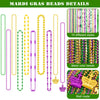 48PCS Mardi Gras Beads, Metallic Mardi Gras Beads Necklace, 10 Kinds Green Purple Gold Necklaces Bulks, Coins Mask Bead Necklace Costumes, Festival Carnivals Events Parade Throws Party Accessories