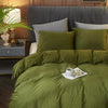 Ivellow Velvet Duvet Cover Queen Set Sage Green Comforter Cover 3Pcs Ultra Soft Cover Breathable Solid Luxury Flannel Velour Duvet Cover Zipper Closure Corner Tie